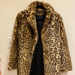 Zara Faux Fur Leopard Print Coat (Size S)